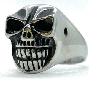Sz 9 Men Gothic RECKONER SkullJewelry Biker Bada$$ Stainless Steel Ring USA